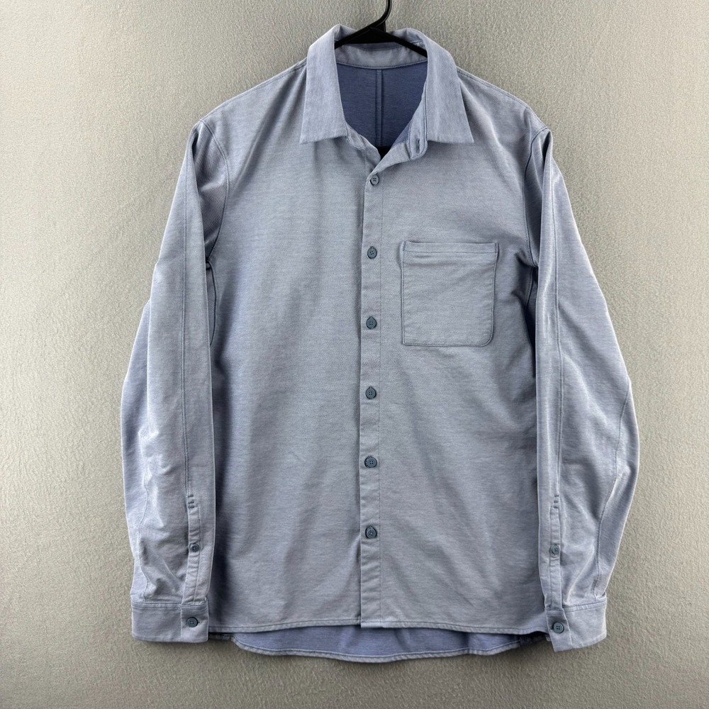 Lululemon Shirt Mens Medium Blue Commission Button Up Long Sleeve Flex